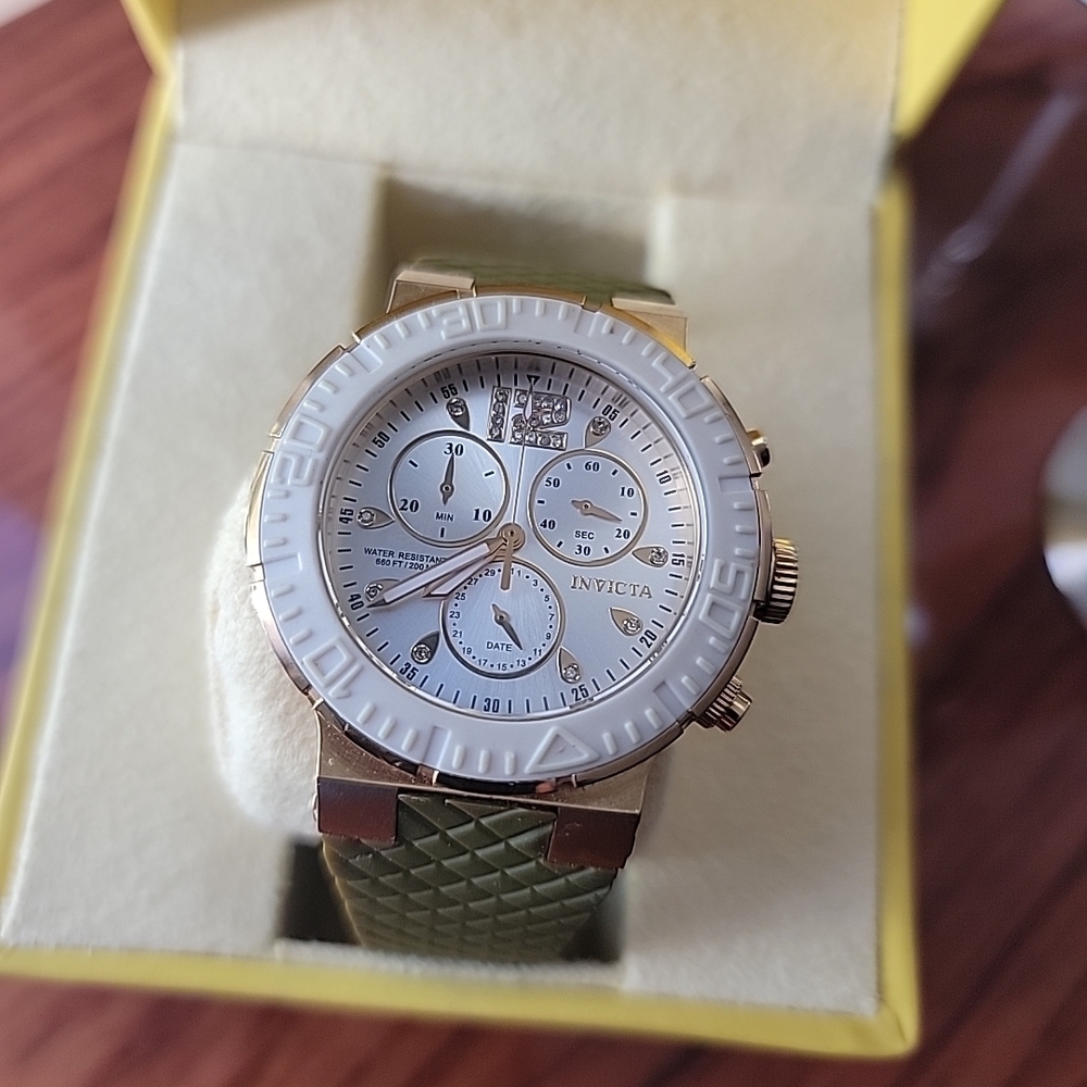 Invicta Gold and Green Chronograph Watch